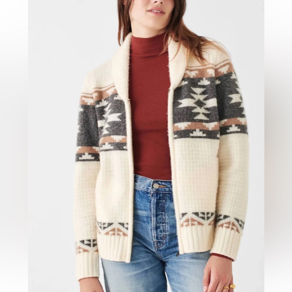 Faherty Byt Fairysle Zip Cardigan Luxury Blend Cashmere Merino size L Sold Out